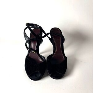 Gucci Tom Ford Era Black Suede Strappy Heels | Y2K Vintage